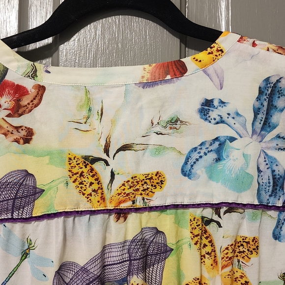 Soft Surroundings Floral Tropical Tunic with Purple Velvet Accents, Medium - Picture 5 of 7